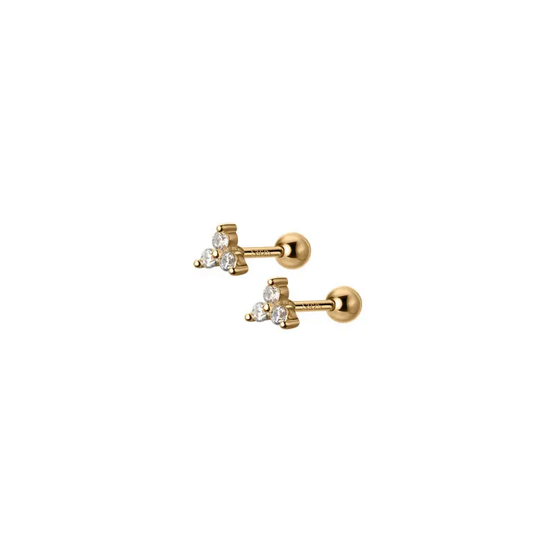 

AIFENAO 925 Sterling Silver Cubic Zirconia Flower Small Stud Earrings for Women Girl Clover Triangle Cute Fine Jewelry Wholesale