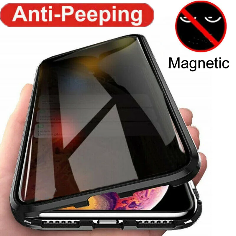 Магнитный чехол с защитой от Peep для iPhone 11 Pro Max XS XR 8 7 Plus 6s 360 двухсторонняя Защитная
