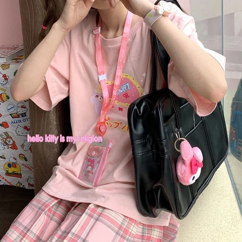 Свежая женская футболка с коротким рукавом в Корейском стиле колледжа мягкая