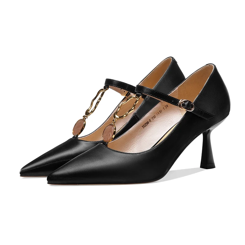 Salu однотонные Цвета из натуральной кожи Женская обувь на высоком каблуке Модная