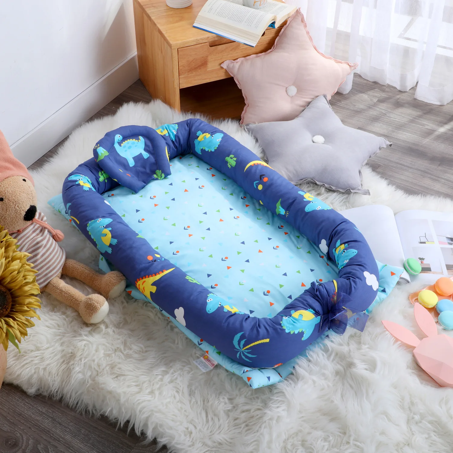 

Baby Bionic Bed Crib Sides Portable Travel Isolated Imitate The Uterus for 0-24M Children Infant Kids Cotton Bed Nest Bumper