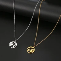 stainless steel necklace world map pendant necklaces globe charm boho jewelry for women wanderlust earth choker travel gifts