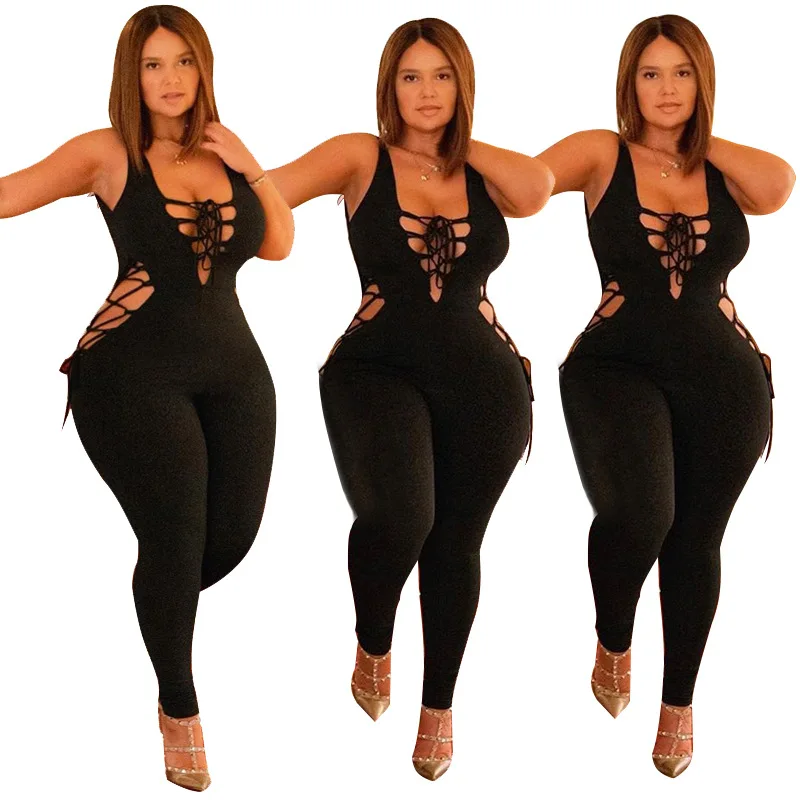 Женский Летний комбинезон с V-образным вырезом