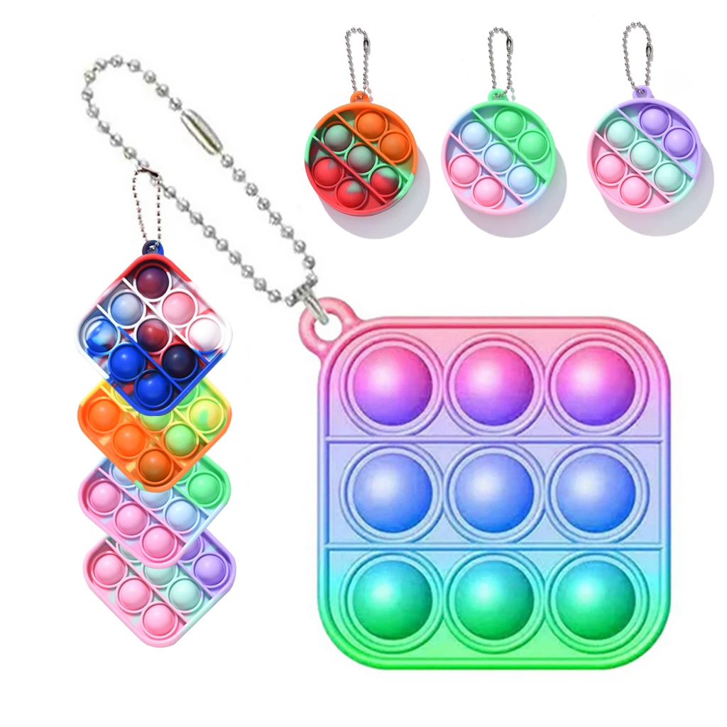 

Fidget Sensory Toy Mini Push Bubble Figet Simple Dimple Toy Keychain Ring Anti-stress Board Autism Educational Toy