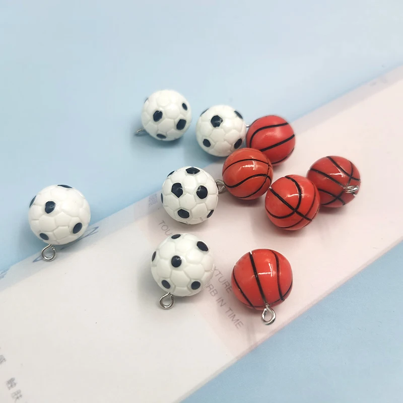 10 шт. милые Подвески из смолы с имитацией баскетбола футбольного мяча 3D подвеска