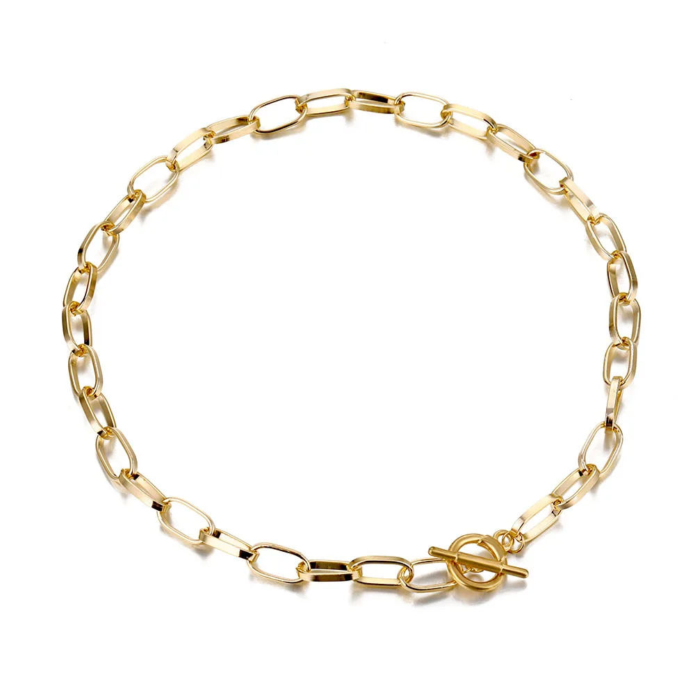 

Peri'sBox Box Chain Toggle Clasp Gold Necklaces Mixed Linked Circle Necklaces for Women Minimalist Choker Necklace Jewelry Hot