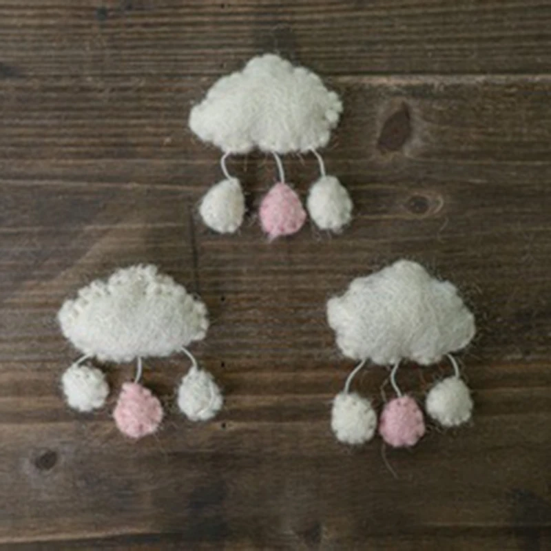 

3/5 Pcs DIY Handmade Baby Wool Felt Clouds Stars Love Ornaments Home Party Decor