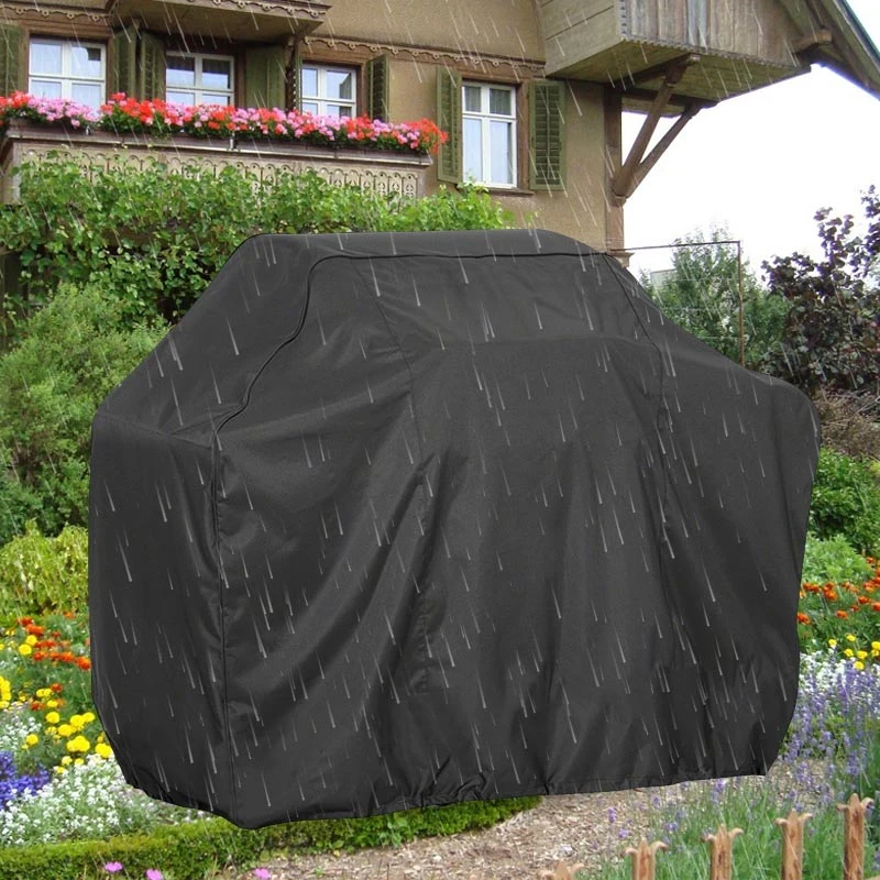 

Black UV Resistant Waterproof BBQ Cover Anti Rain Barbeque Grill Protector Portable Folding Dust Cover Bag BBQ Accessories