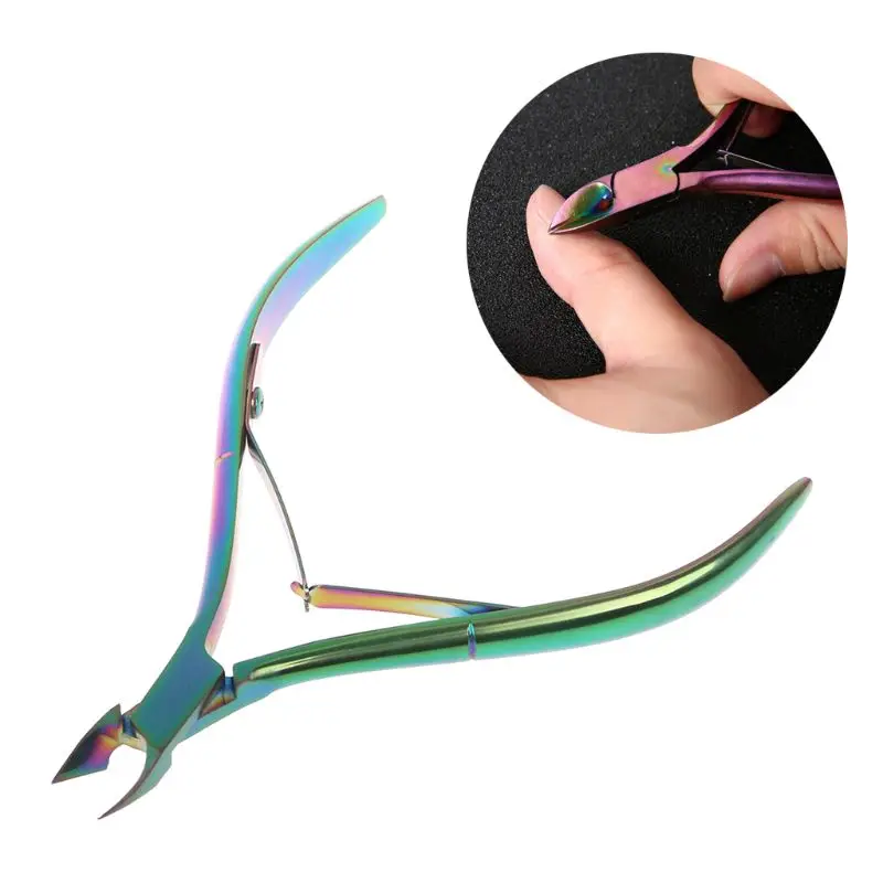 

Beautiful Rainbow Nail Dead Skin Remover Cuticle Pusher Clippers Scissors Tool