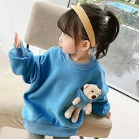 Baby and Cotton Hoodie Autumn Winter Girls Warm Clothes Children Long Sleeve Shirt Childrens Clothing Pure Color Fleece