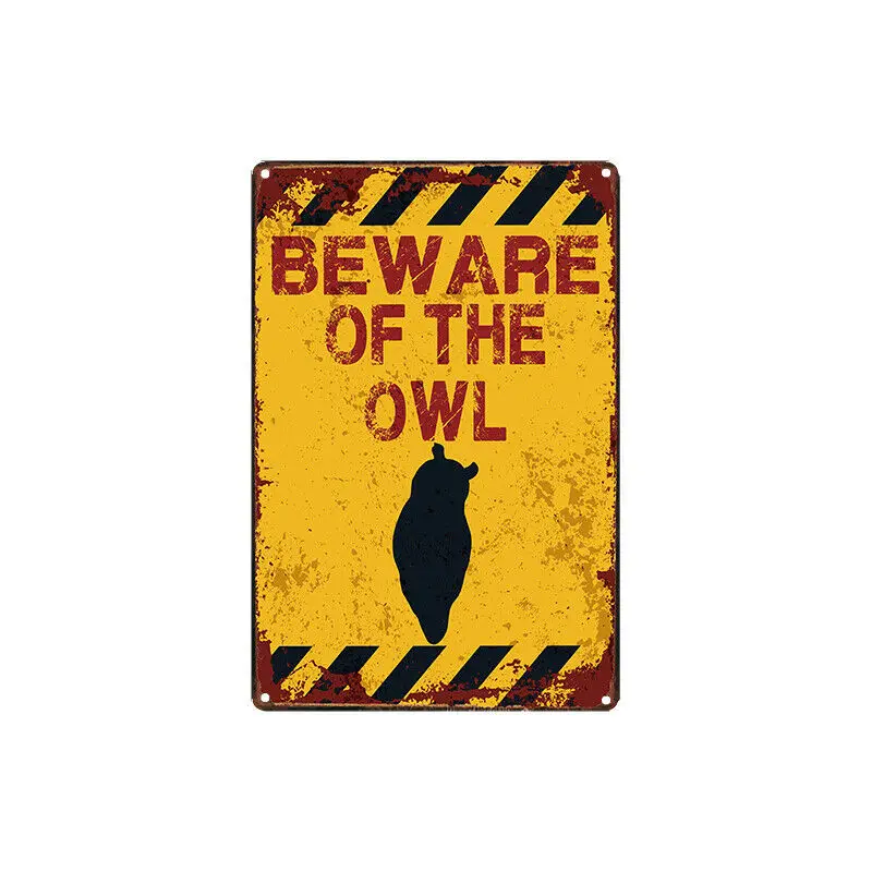 

Metal Tin Sign beware of the owl Decor Bar Pub Home Vintage Retro