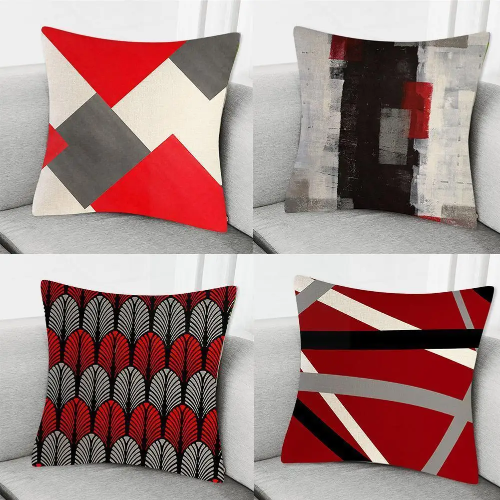 

Красная серия, абстрактная наволочка, Геометрическая Подушка, наволочки на талию, наволочки, чехол для дивана, модные декоративные подушки ...