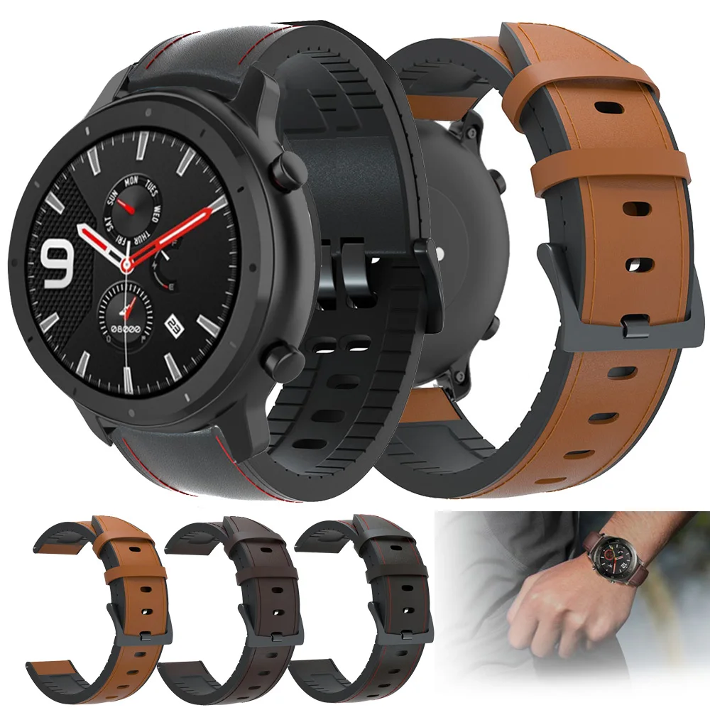 Ремешок для часов Huami Amazfit GTR 47 мм силиконовый браслет из натуральной кожи
