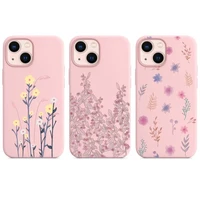 flower plant floral painting phone case pink color for iphone 13 12 11 x xr xs pro max mini 6 7 8 plus shell cover coque funda