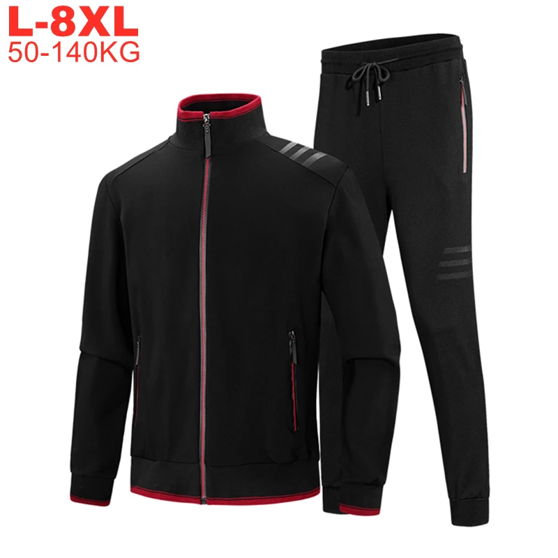 Men's Tracksuit Extra Large Size 9xl Men's Sets Autumn Winter 2 Pieces Sweatsuit Men Plus Size Jacket Pants Track Suits Male