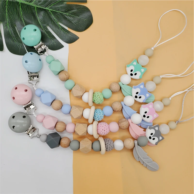 Силиконовая соска-пустышка с деревянными бусинами пустышка зажимом симпатичная