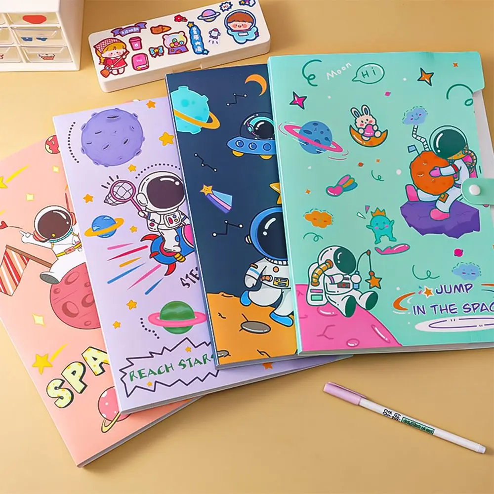 

A4 Cute Astronaut Large Capacity Test Paper Sorting Storage File Folder Organizer Bag Cartoon 6 Grid Student Classified Bag Stat