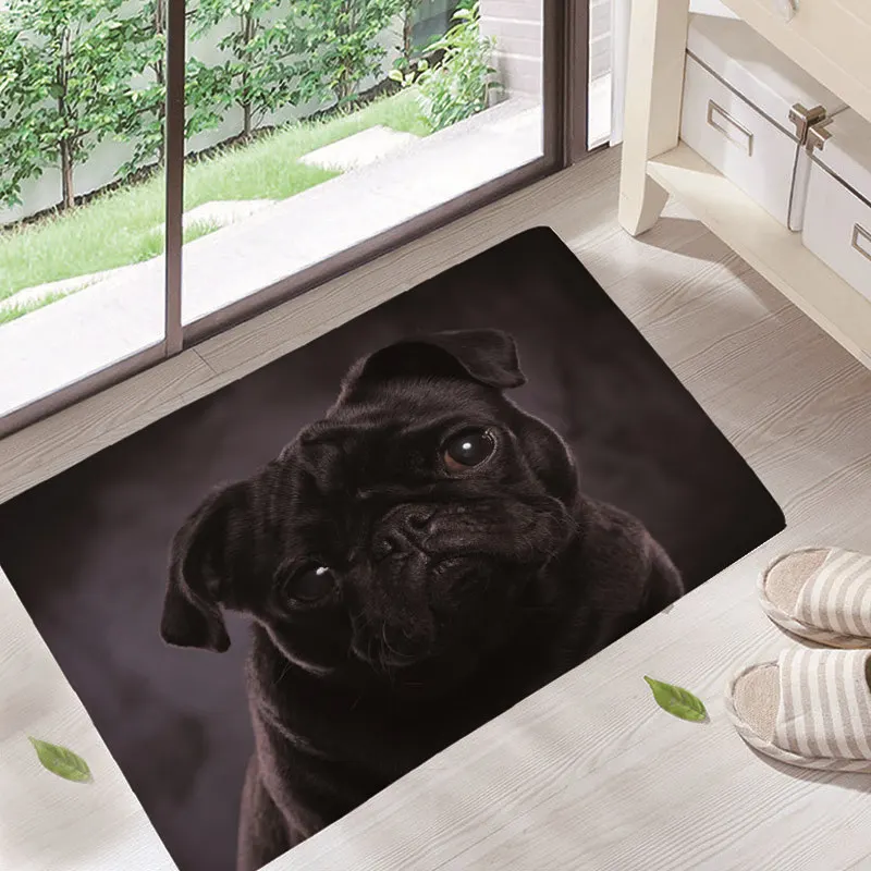Коврик для дома с милым принтом мопса коврик двери фланелевый пола коврики