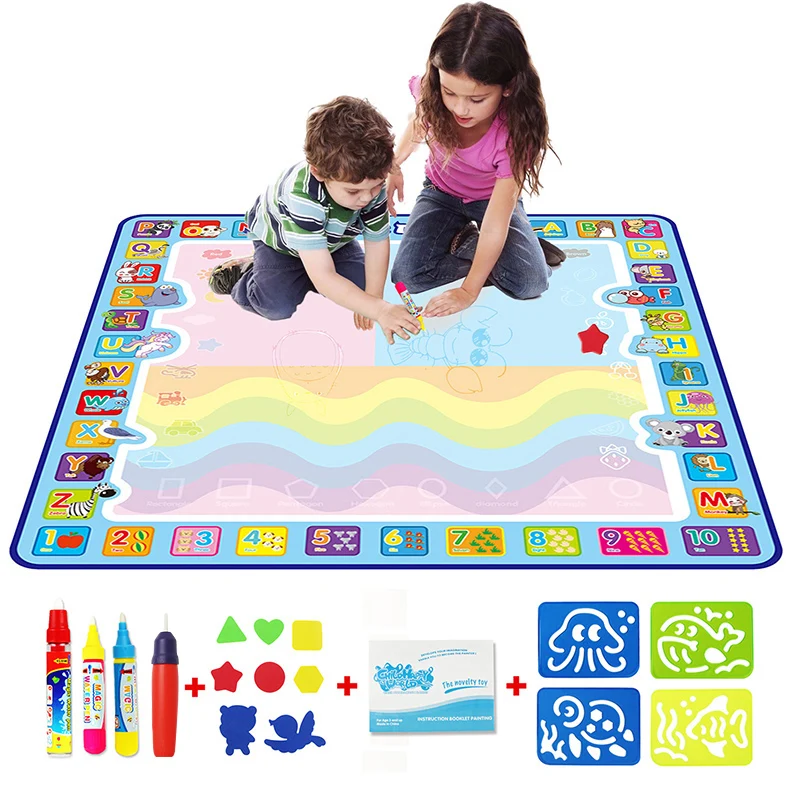 

Kids Toys Big Size Magic Water Drawing Mat Rug Doodle Pens Accessories Coloring Board Drawing Set Learning Toys for Children