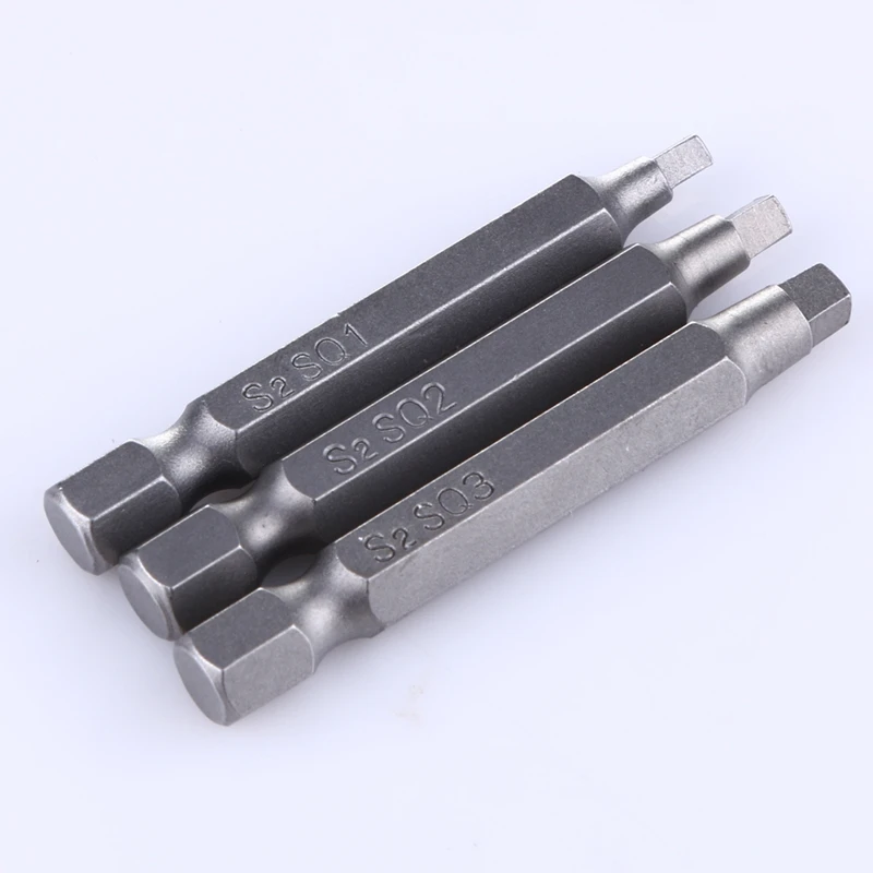 3Pcs 50Mm 1/4 Inch Hex Square Bits Head Screwdriver S2 Alloy Steel Magnetic Set Hand Tools | Инструменты