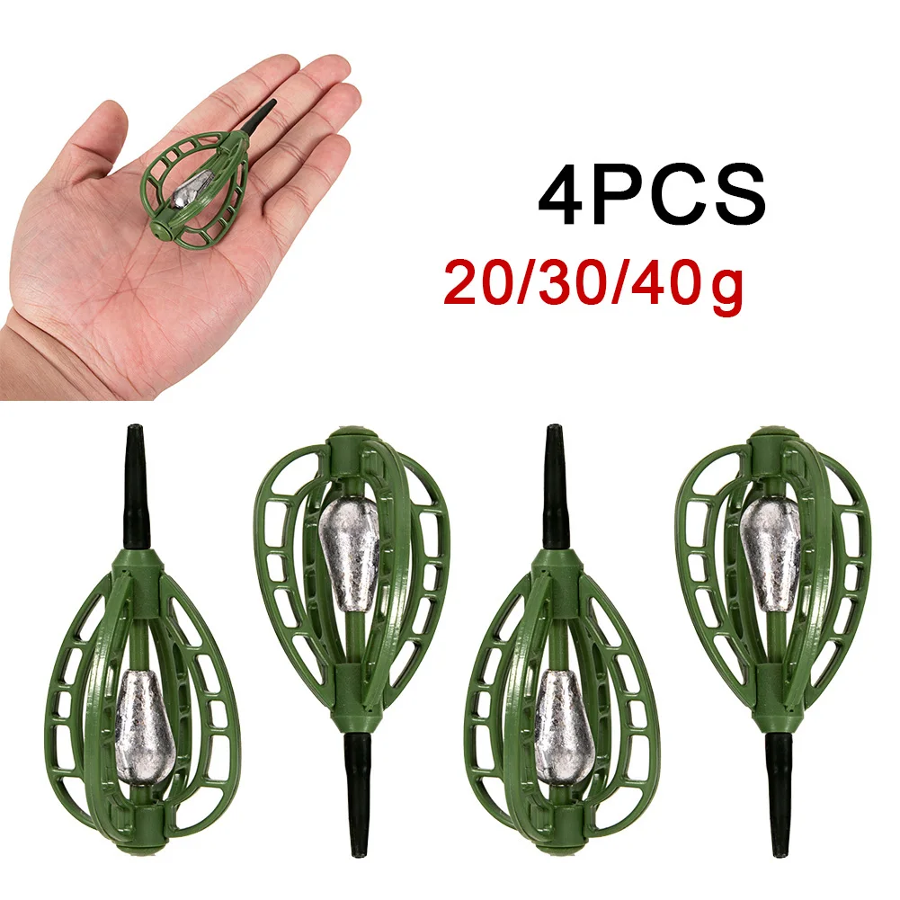 

4pcs Carp Fishing Feeder Method Lure Cage Basket Bait Trap Lead Sinker Accessories Fish Tackle Pesca Iscas Tools 20g 30g 40g