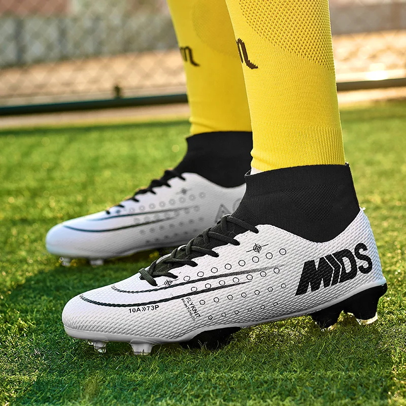 

Men Soccer Boots Boys Cleats Football Shoes Long Spikes Sport Sneakers Shoes Turf Futsal Training Shoes Size 36-45