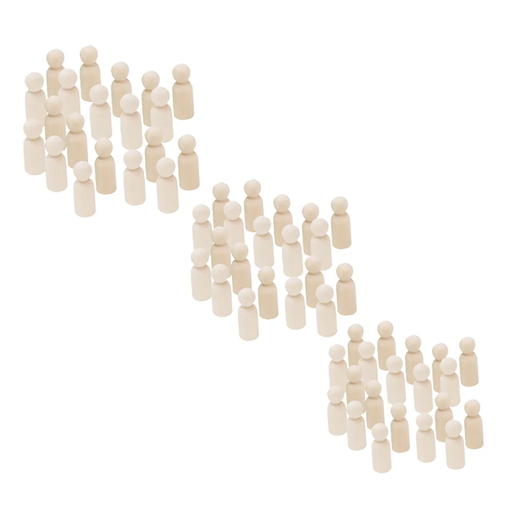 60 штук 35/43/55 мм необработанные деревянные колышки куклы из натурального дерева в