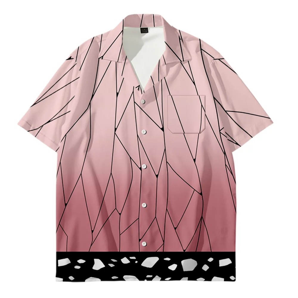 

Женская/мужская рубашка-убийца демонов, косплей камадо незуко, аниме 3D куртка с коротким рукавом, легкий Гавайский стиль, топ, мужская рубаш...