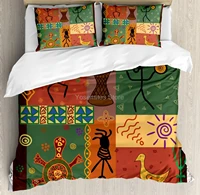 retro duvet cover set a funky pattern ethnic dance moves with instruments art style of an illustration print decorative 3 pie