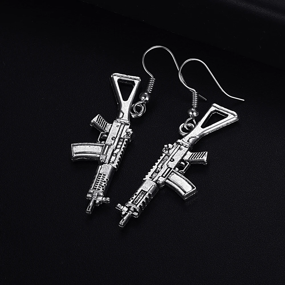 

Trendy Vintage Gun Shape Dangle Antique Silver Plated Earrings for Women Girl Retro Drop Earrings Cute Earring Jewelry Bijoux