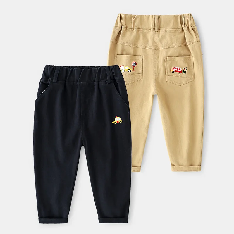 Детские штаны повседневные с мультяшным автомобилем для мальчиков длинные