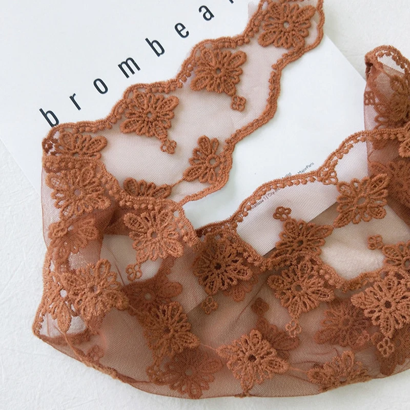 

MoriBty Solid Women Triangle Lace Scarf Wraps New Floral Summer Neck Ties Collar Foulard Femme Embroidery Hair Ribbon Headwear