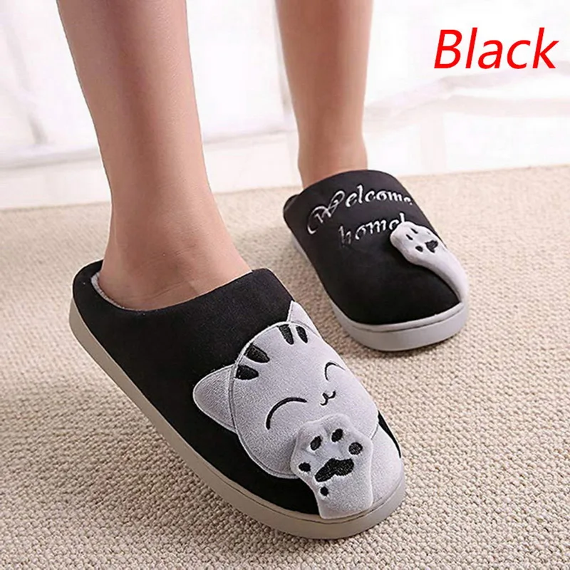 

Women New Fashion Winter Home Slippers Cartoon Cat Shoes Non-slip Soft Winter Warm House Slippers Indoor Bedroom Lovers Couples