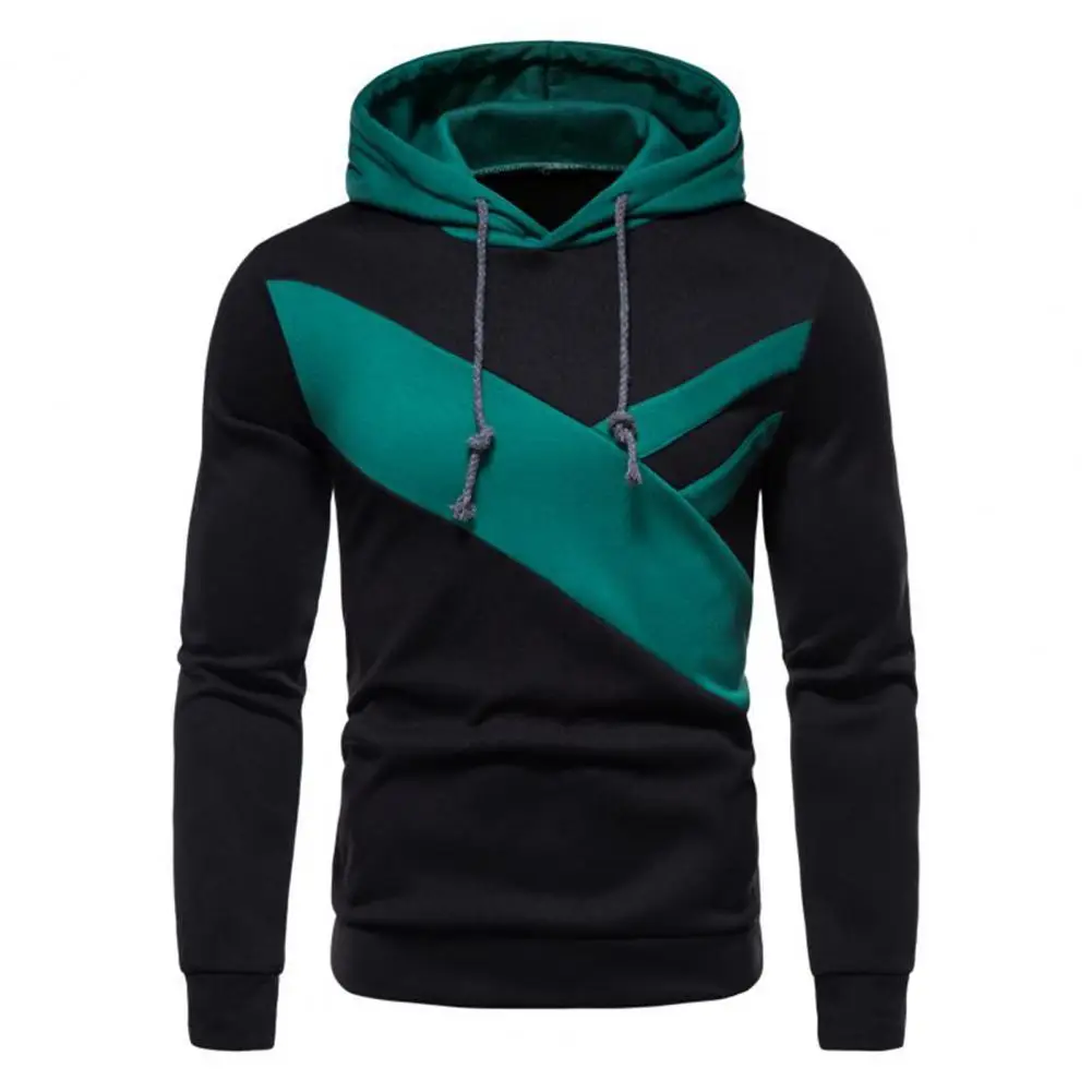 

Color Patchwork Hoodies Men Hooded Sweatshirt Drawstring Hoodies Men Pullover Top sudaderas con capucha толстовки с капюшоном