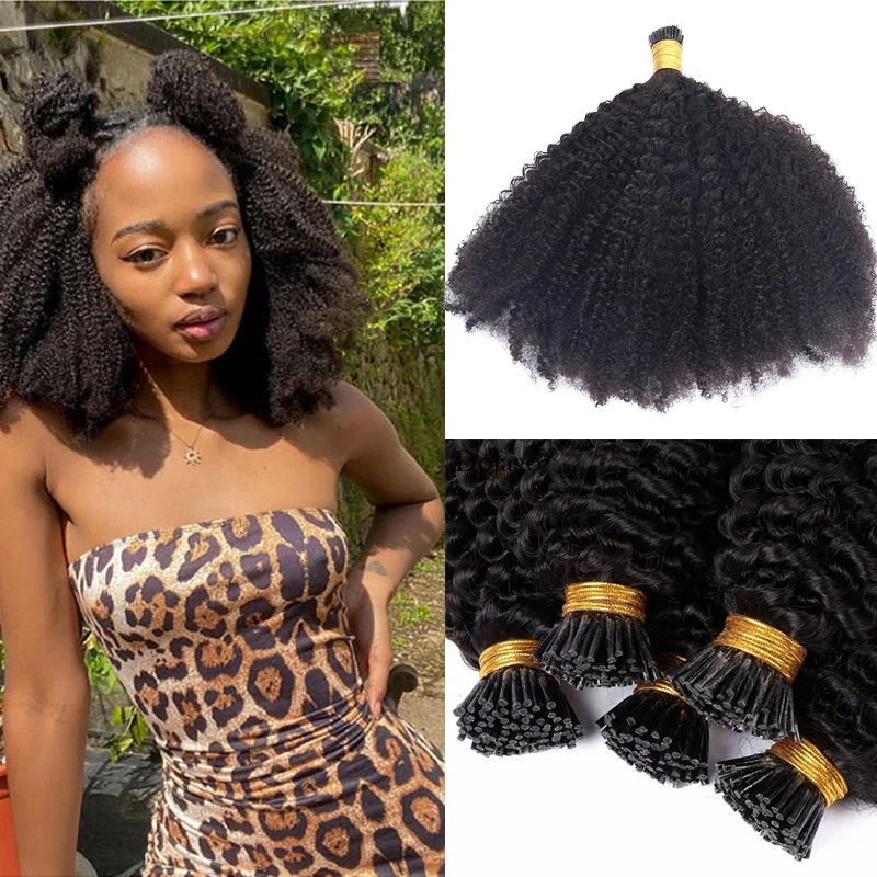 

Afro Kinky Curly I Tip Human Hair Extensions 4B 4C I Tips Microlinks Virgin Mongolian Remy Bulk Hair Extensions For Black Women