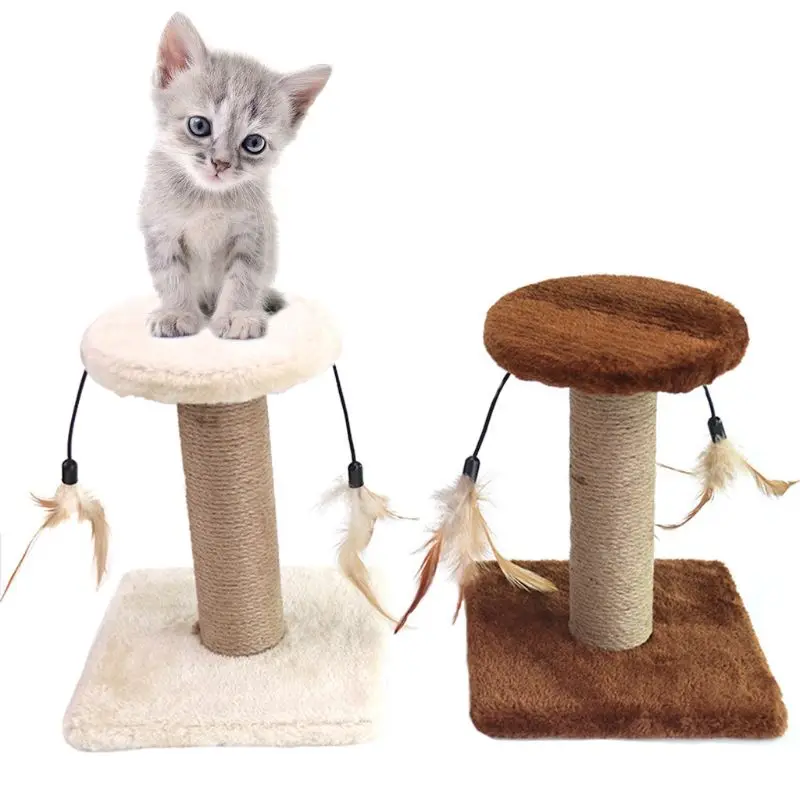Питомец кошка дерево когтеточка из сизаля перо Играть Игрушка круглая платформа