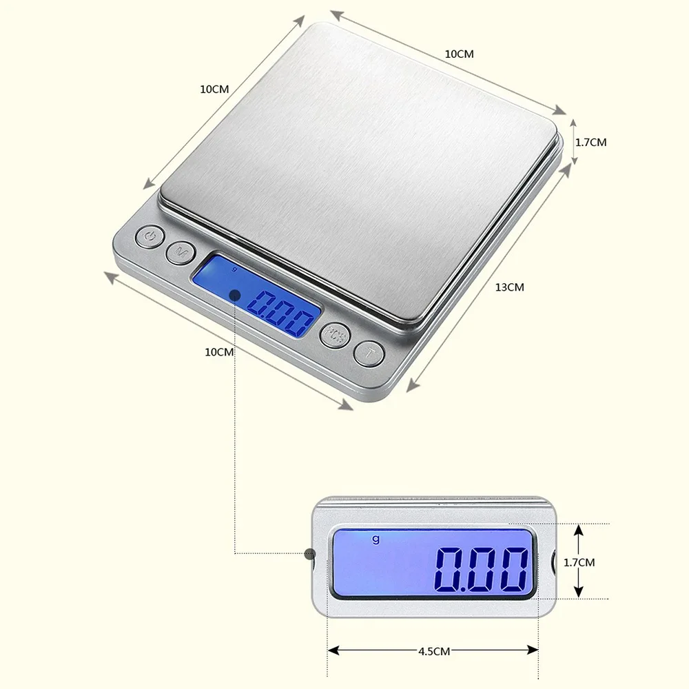 

Electronic LCD Measuring Kitchen Scale Digital Food Scale Weighing Household Kitchen Scale Tools Accuracy 0.1/0.01g Battery*2