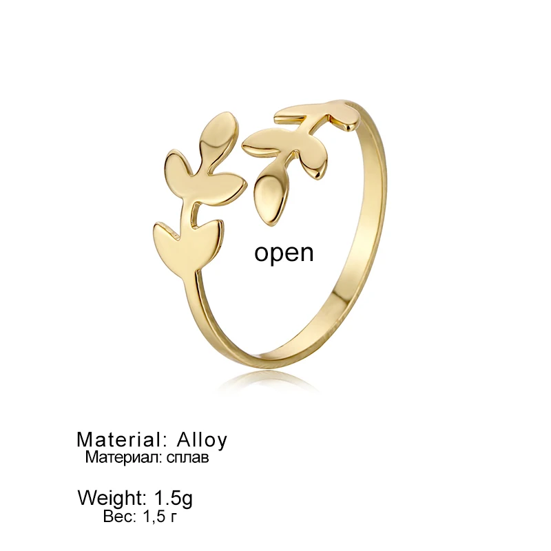 

Fashion Silver Color Ring Olive Tree Branch Leaves Open Ring for Women Wedding Rings Charms Adjustable Knuckle Finger Jewelry