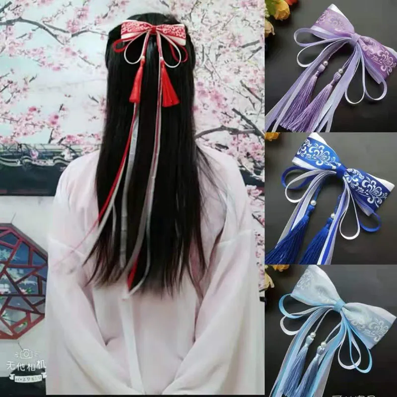 

2021 китайская белая и синяя лента, Шпилька для волос с кисточками, заколка для волос для женщин и девушек, шпильки для волос Hanfu в старинном ст...