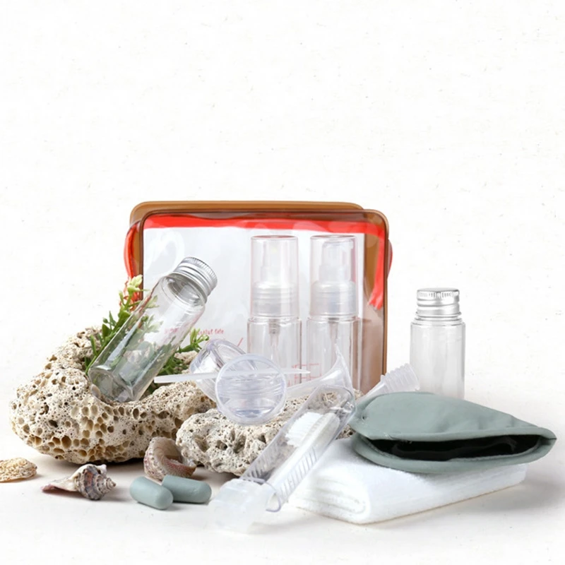 Портативный 13 шт./компл. прозрачный пластиковый дорожный набор косметическая