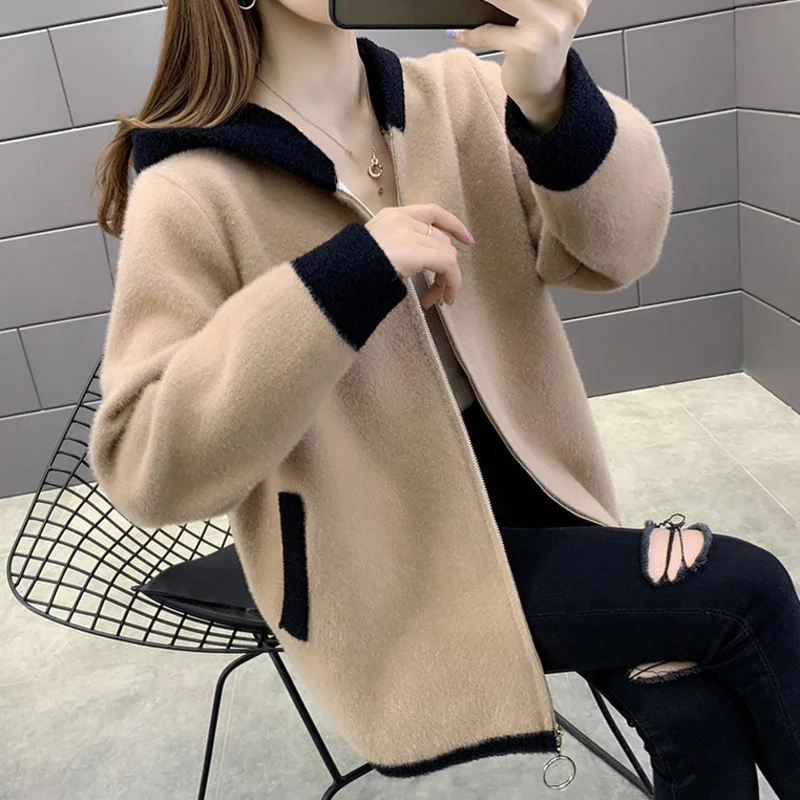 

Gold mink velvet sweater jacket ladies autumn and winter models 2021 new small fragrant wind mink velvet jacket women casual