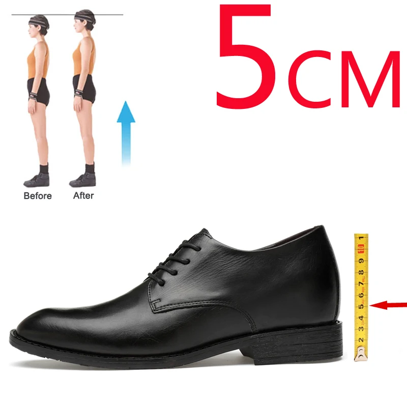 Обувь увеличивающая рост Мужская кожаная обувь для увеличения роста черного