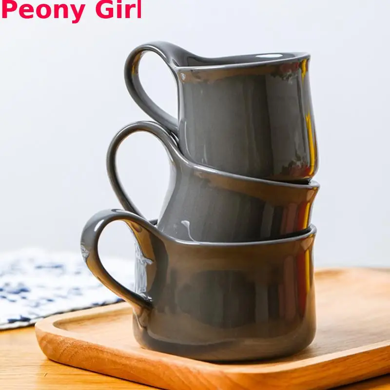 

Pure Color Ceramic Japanese Mug Household Soup Coffee Milk Cup Breakfast Cup 3 Sizes For Home Mugs