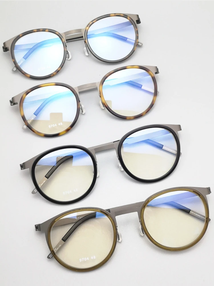 

Top Quality New Glasses Men's Retro Round Ultra-Light Titanium Frame Star The Same Luxury Brand Men And Women Eyewear linde9704