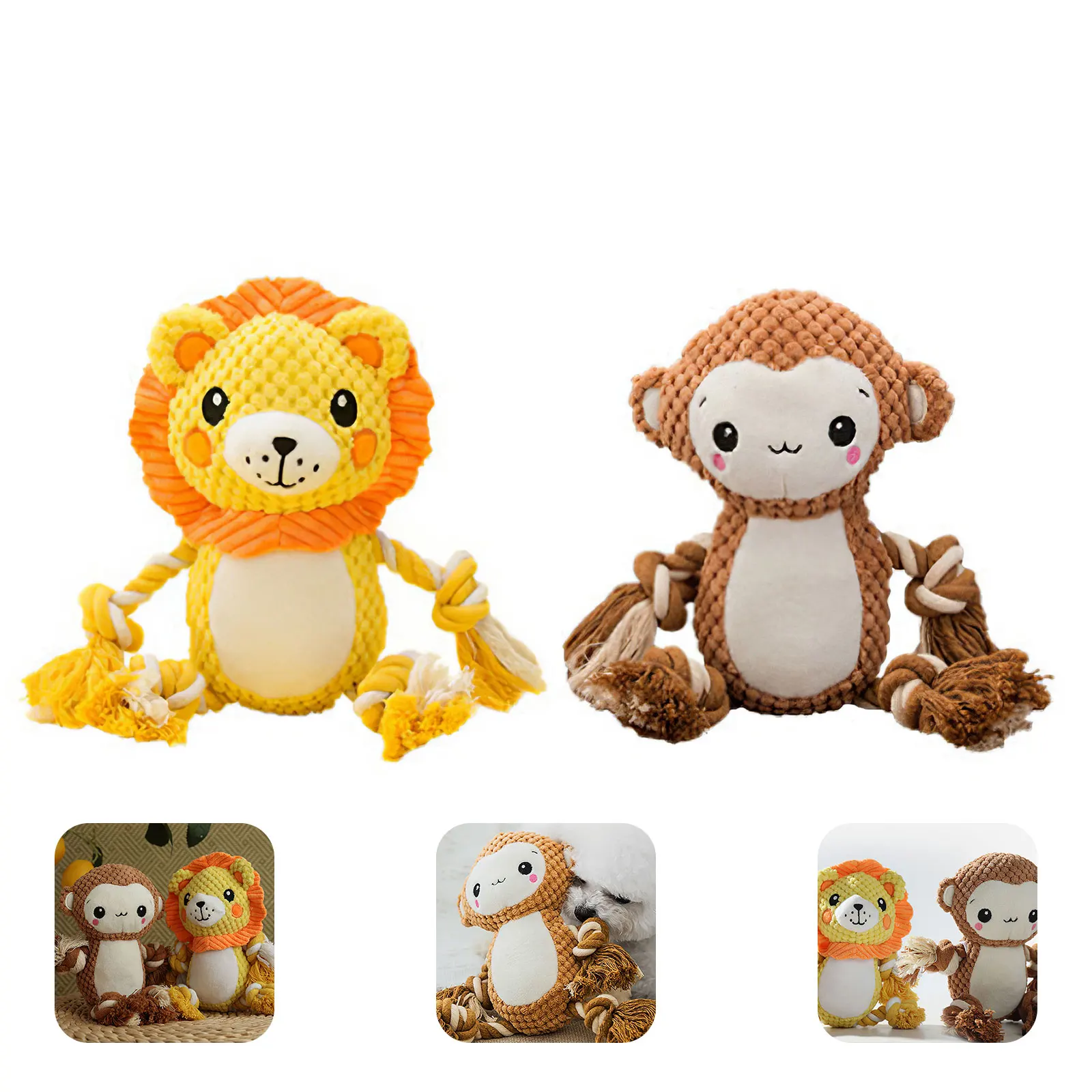 

Pet Puppy Chew Cartoon Lion Squeaky Plush Sound Animal Toy Dog Molar Bite Resistant Cleaning Teeth Squeaking Dogs Cat Chew Plush