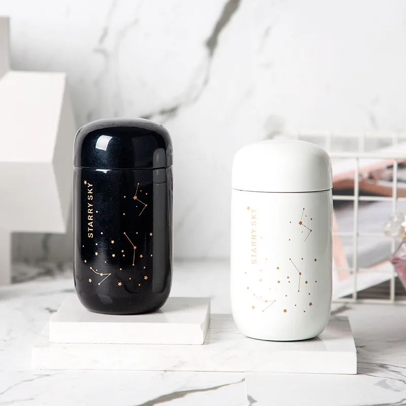 

Thermal Mug Water Bottle Thermos Starry Sky Double-layer Stainless Steel Vacuum Flask, Portable Mini Water Cup and Big Belly Cup