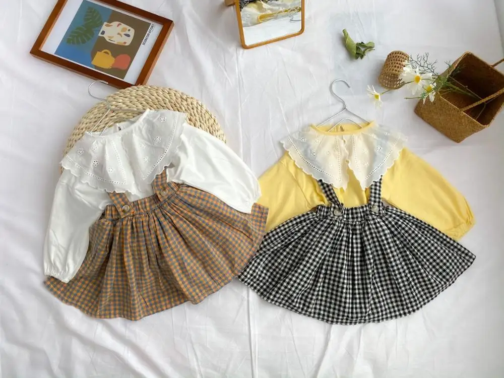 Новинка 2020 года сезон весна корейский стиль юбки подтяжки в клетку для маленьких