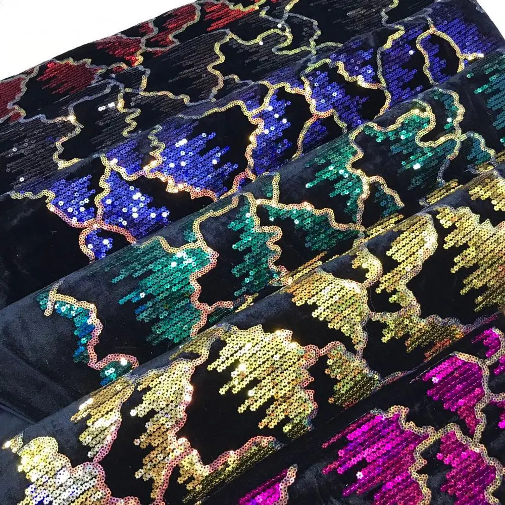 

YL0912 velvet Sequins African High Quality Net Swiss French Voile Guipure tulle mesh Lace Fabric For dress 5 yards/lot