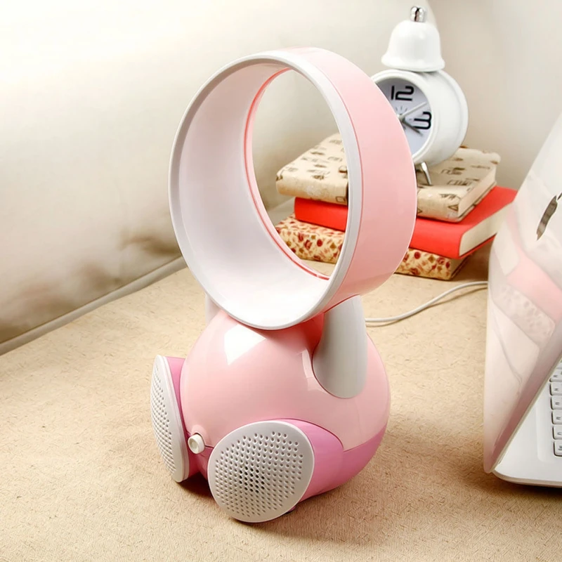 

Lovely Small USB Power Table Desk Cooling Fan Low Noise Quiet Bladeless Fans Summer Gift for Car Office Travel