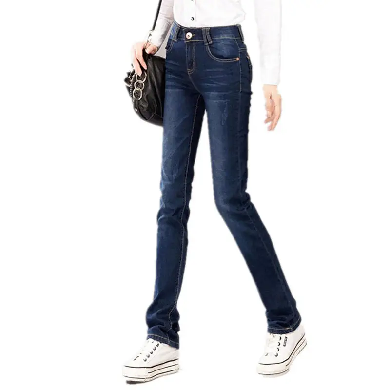 

Autumn Winter Jeans Women Loose Straight Denim Pants Stretch Plus Velvet High Waist Jeans Female Streetwear Warm Mom Jeans Q1911